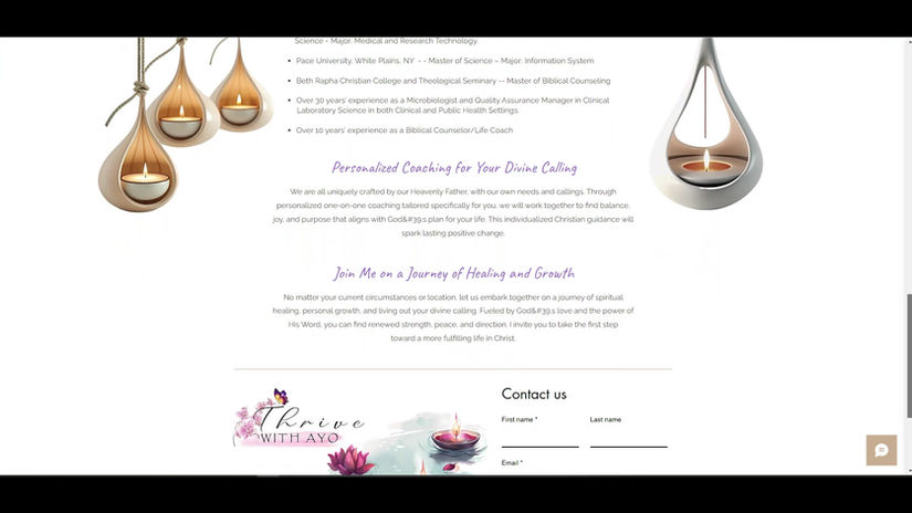 Thrive with Ayo Website